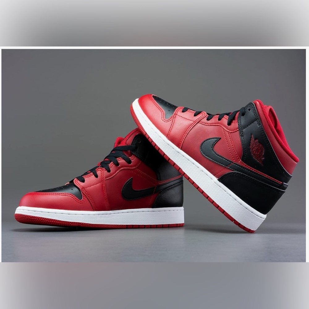 Kid's Jordan 1 Mid Reverse Bred Gym Red/Black-White (Size 4.5Y)